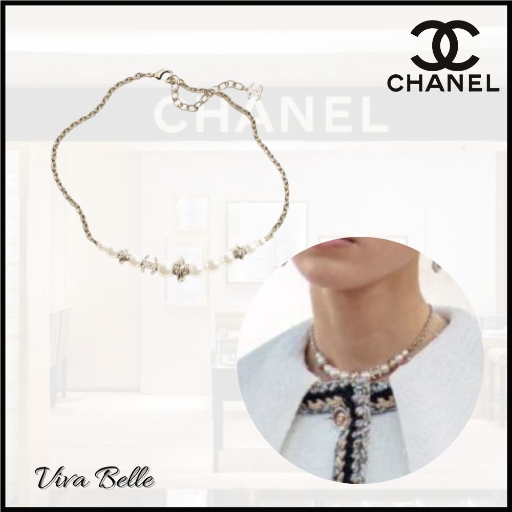 【華やかフェミニン】CHANEL パール＆ストラス ネックレス