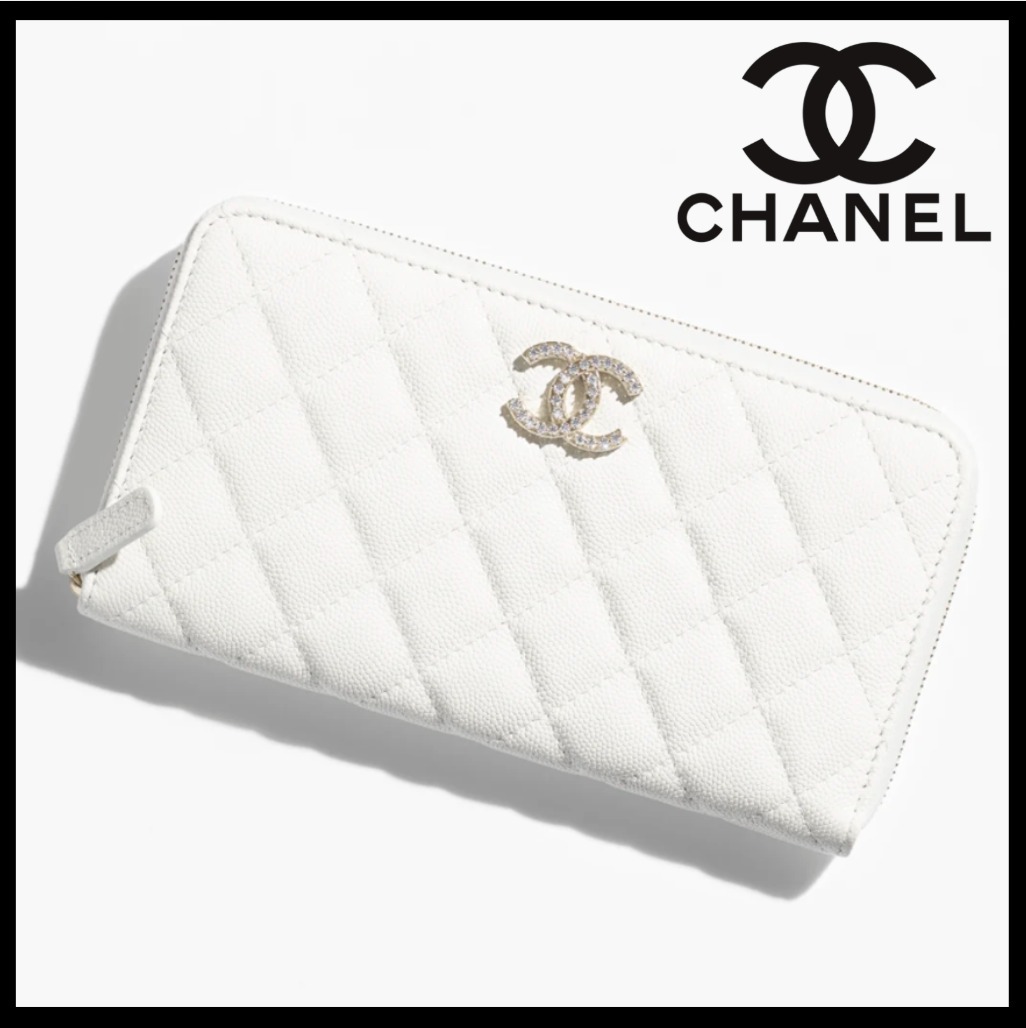 【使いやすい♪】CHANEL ロング ジップ ウォレット カーフ