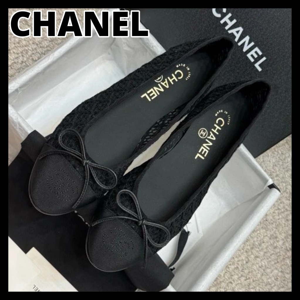 《メッシュの透け感が可愛い♪》CHANEL バレリーナ CCロゴ