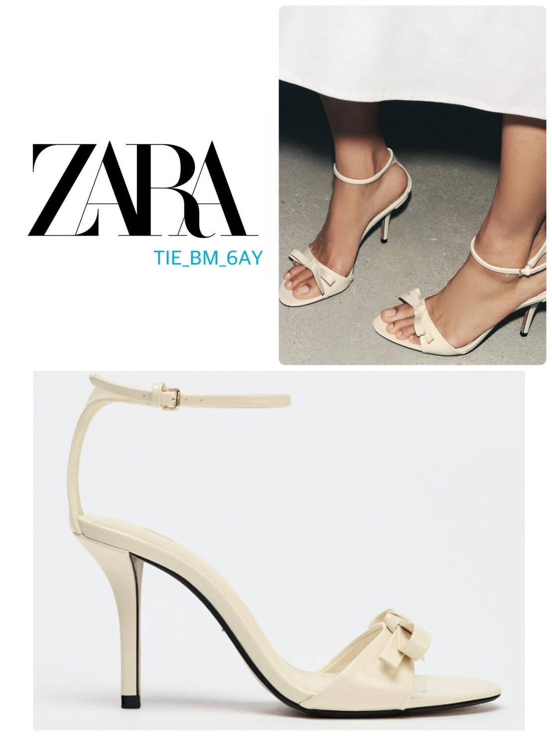 スペイン発送 ZARA ボウヒールサンダル 上品カジュアル 今季新作