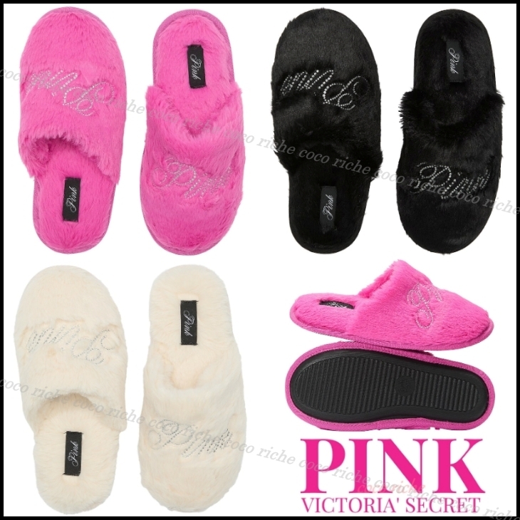 国内発送★VS PINK♥ふわふわ♪フェイクファースリッパ