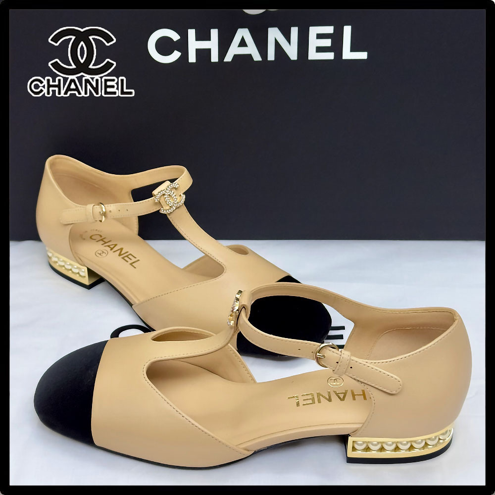 【25Aバイカラー☆上品】★CHANEL★パンプス フラットシューズ