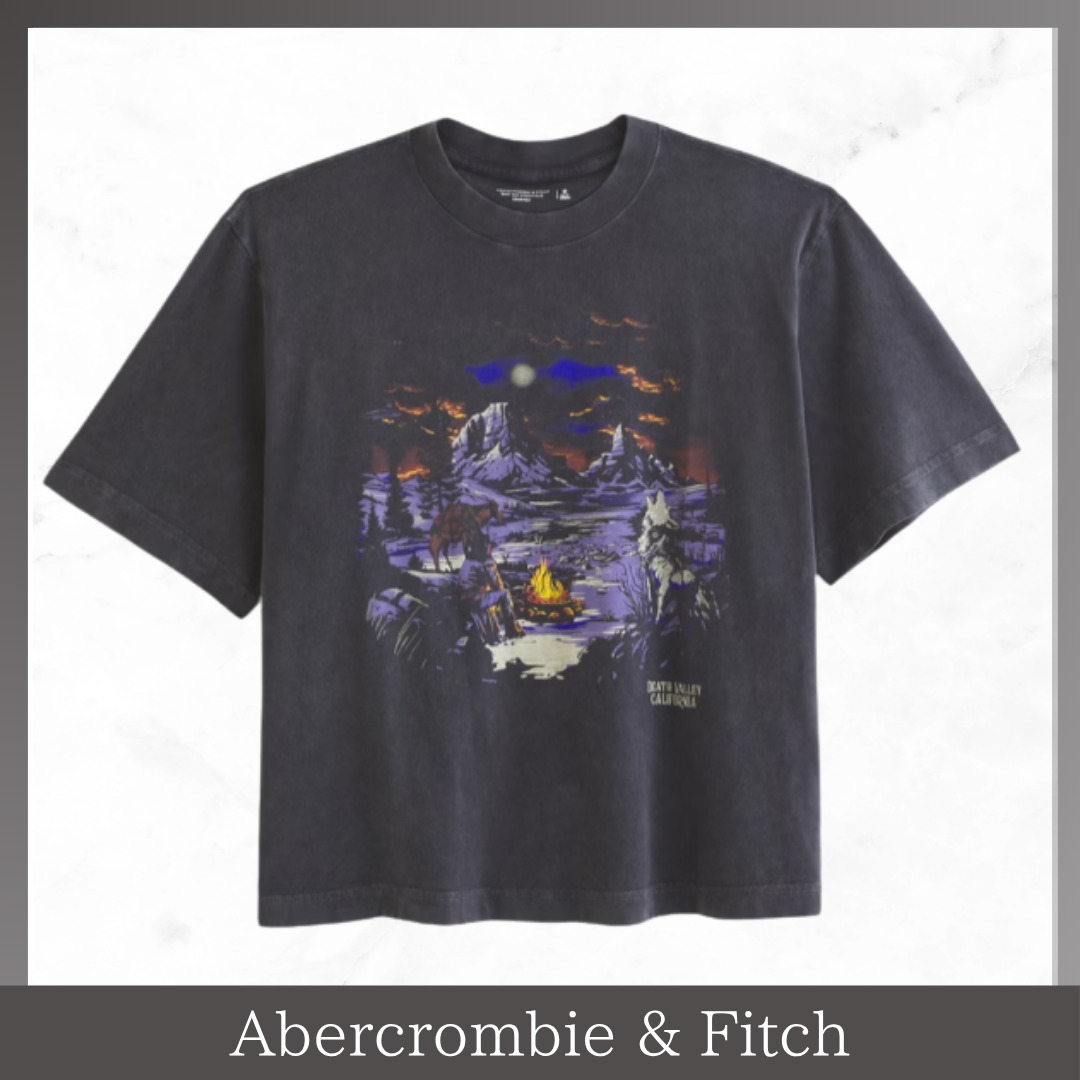 Abercrombie & Fitch◆クロップド グラフィック Tシャツ Black