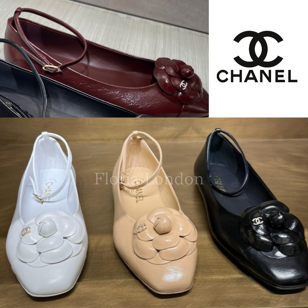 25A【CHANEL】《大輪のカメリアで足元華やか 》メリージェーン