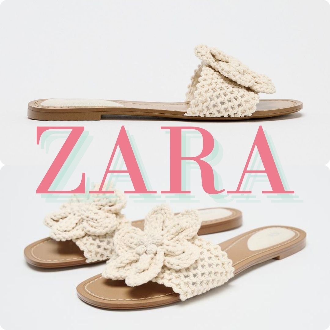 ZARA クロシェ編みリボン フラットサンダル 3632/510
