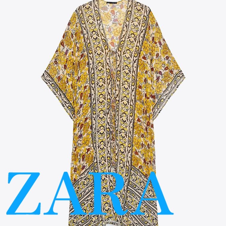 【ZARA】ZW COLLECTION プリント柄カフタンワンピース