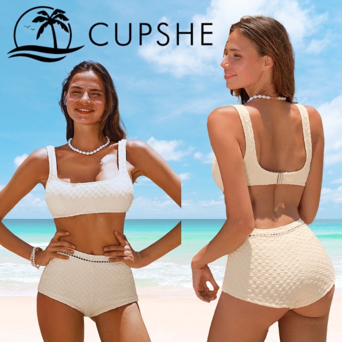 【日本未入荷】CUPSHE クラシック スクエア ハイウエスト ビキニ