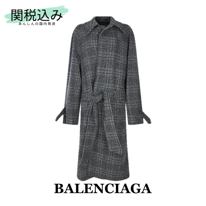【BALENCIAGA】ワンレイヤー ラグラン コート ブラック/グレー