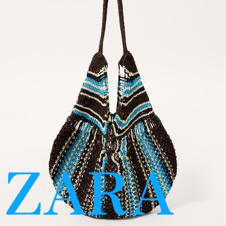 【ZARA】LIMITED EDITION ストライプ編み込みマキシバケット
