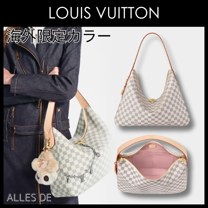 【上品白ピンク！】LOUIS VUITTON スラウチィ ダミエアズール MM