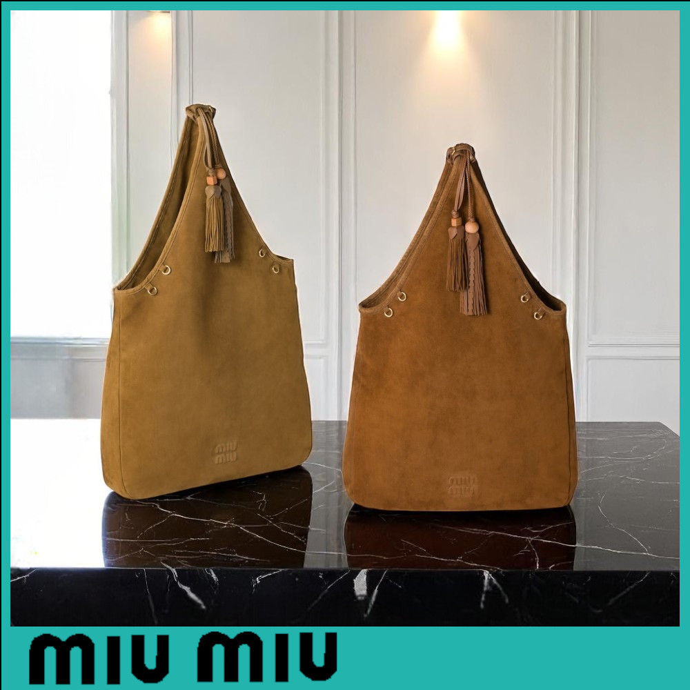 ★MIU MIU直営店★タッセル付きスエードハンドバッグ