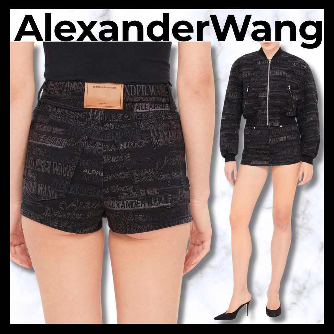 Alexander Wang■オールオーバー刺繍ミニスカート ロゴエンボス