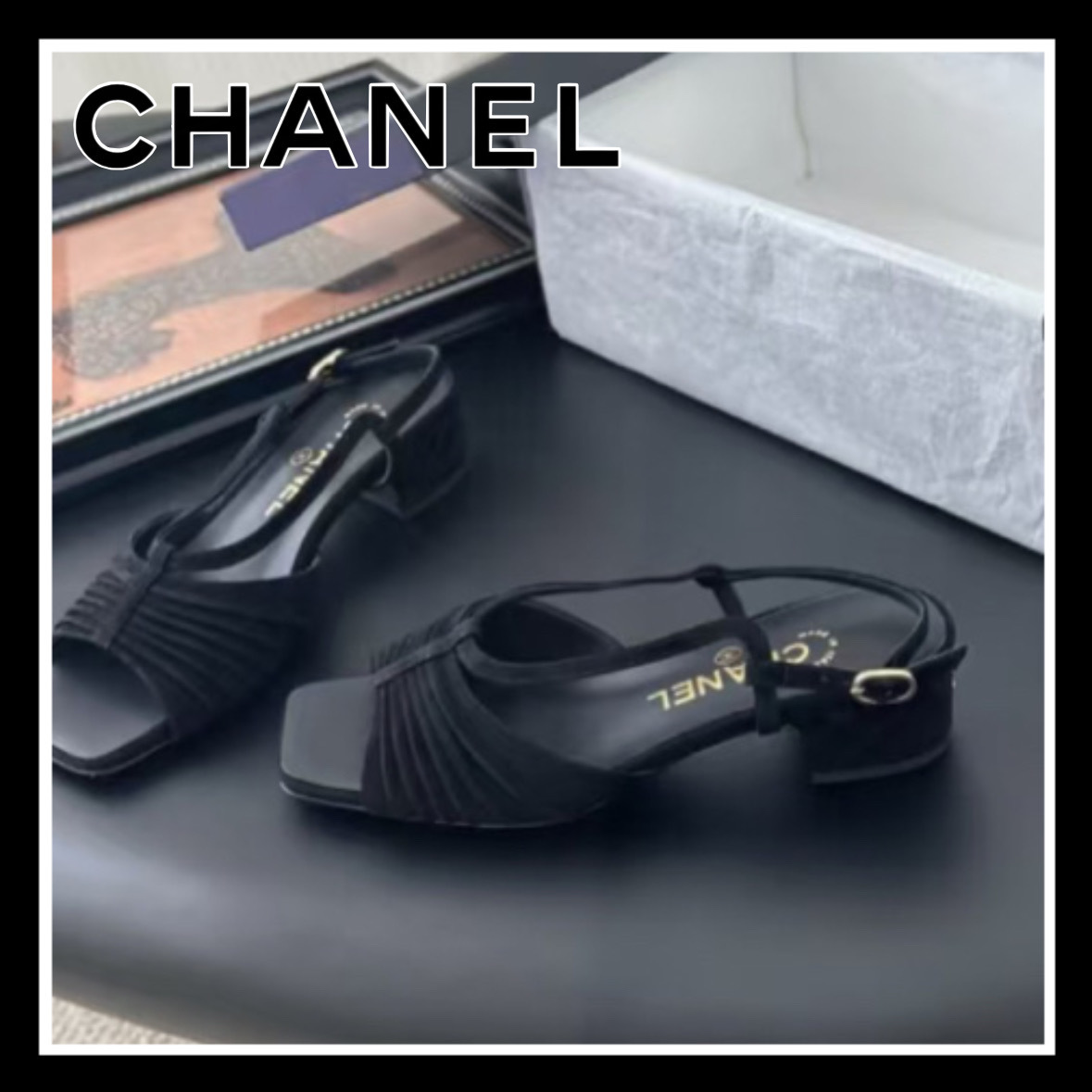 《エレガントなストラップ》CHANEL サンダル ブラック