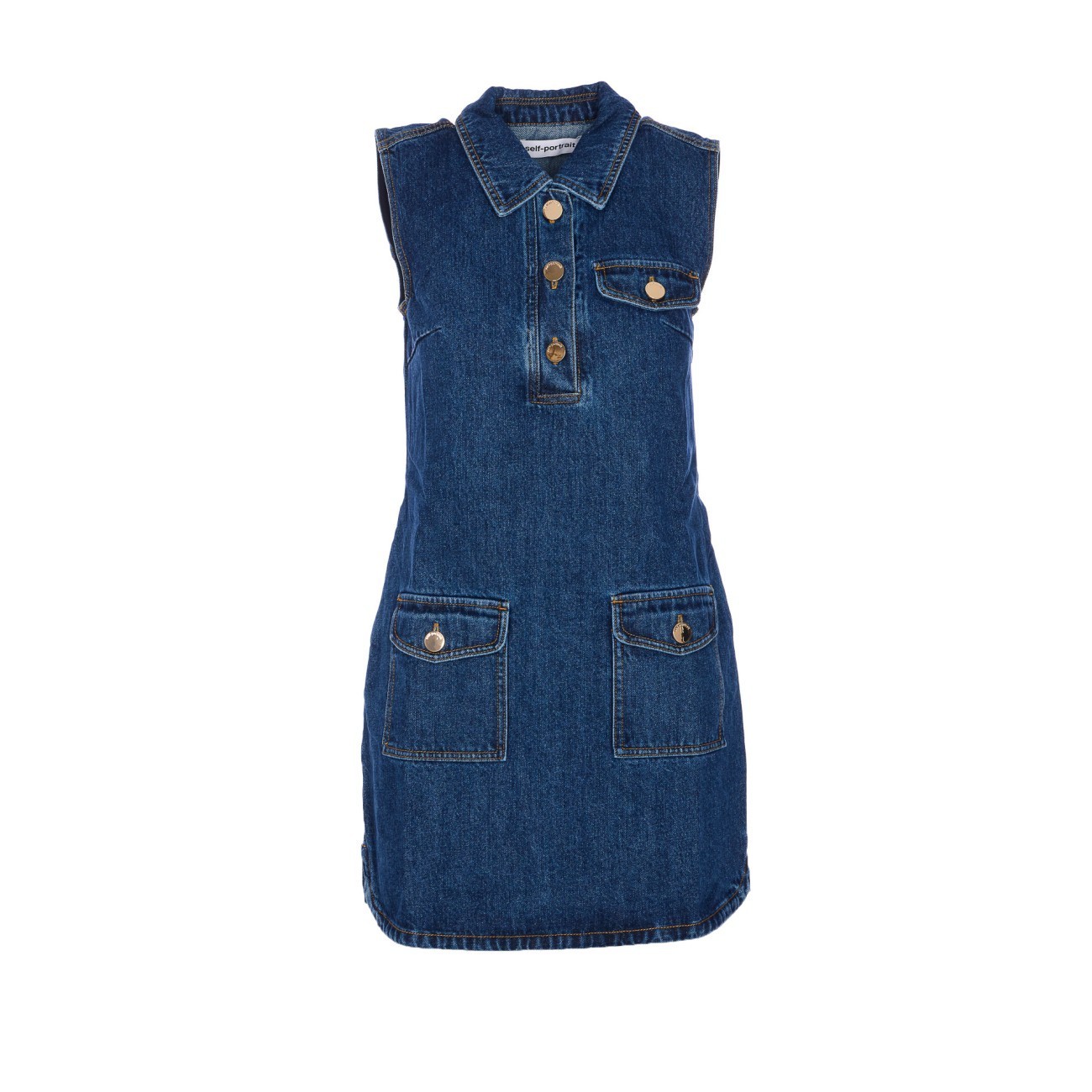 ワンピース Self Portrait DENIM SLEEVELESS MINI DRESS