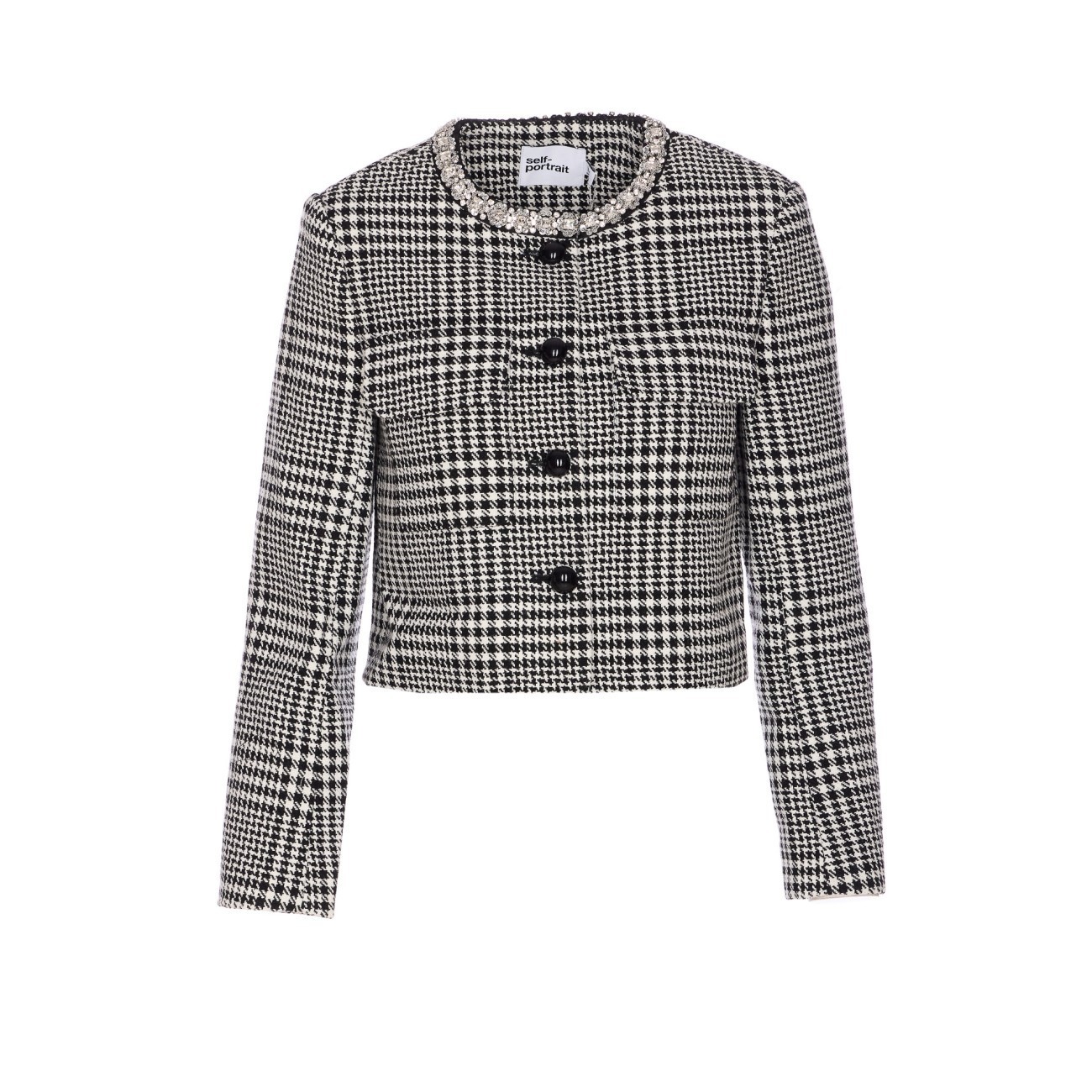 ジャケット Self Portrait HOUNDSTOOTH CRYSTAL TRIM JACKET
