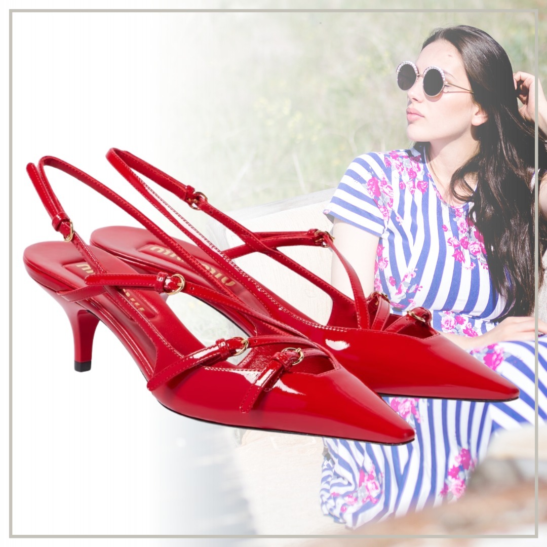 【完売必至】Miu Miu パテントレザー スリングバック パンプス
