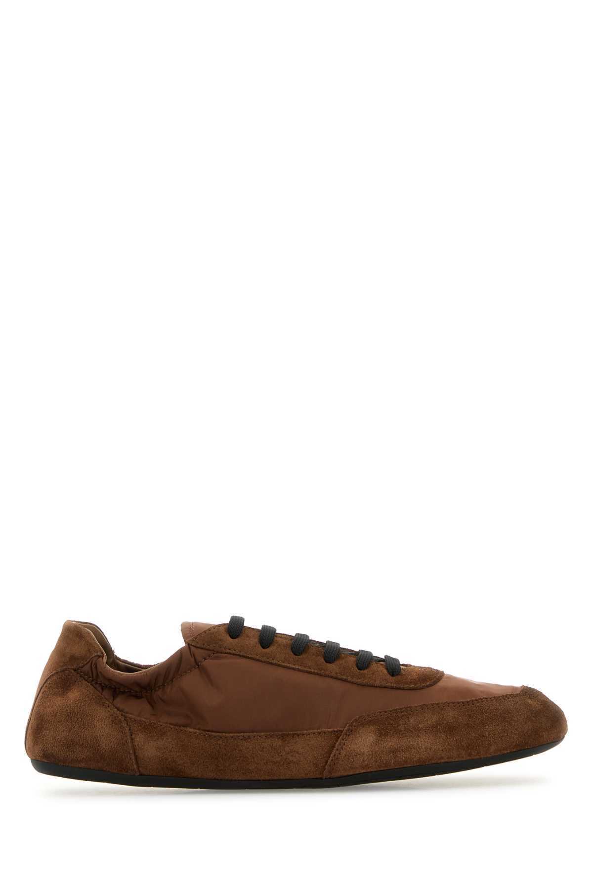 【関税&送料込】Prada Brown Re-Nylon And Suede Collapse Snea