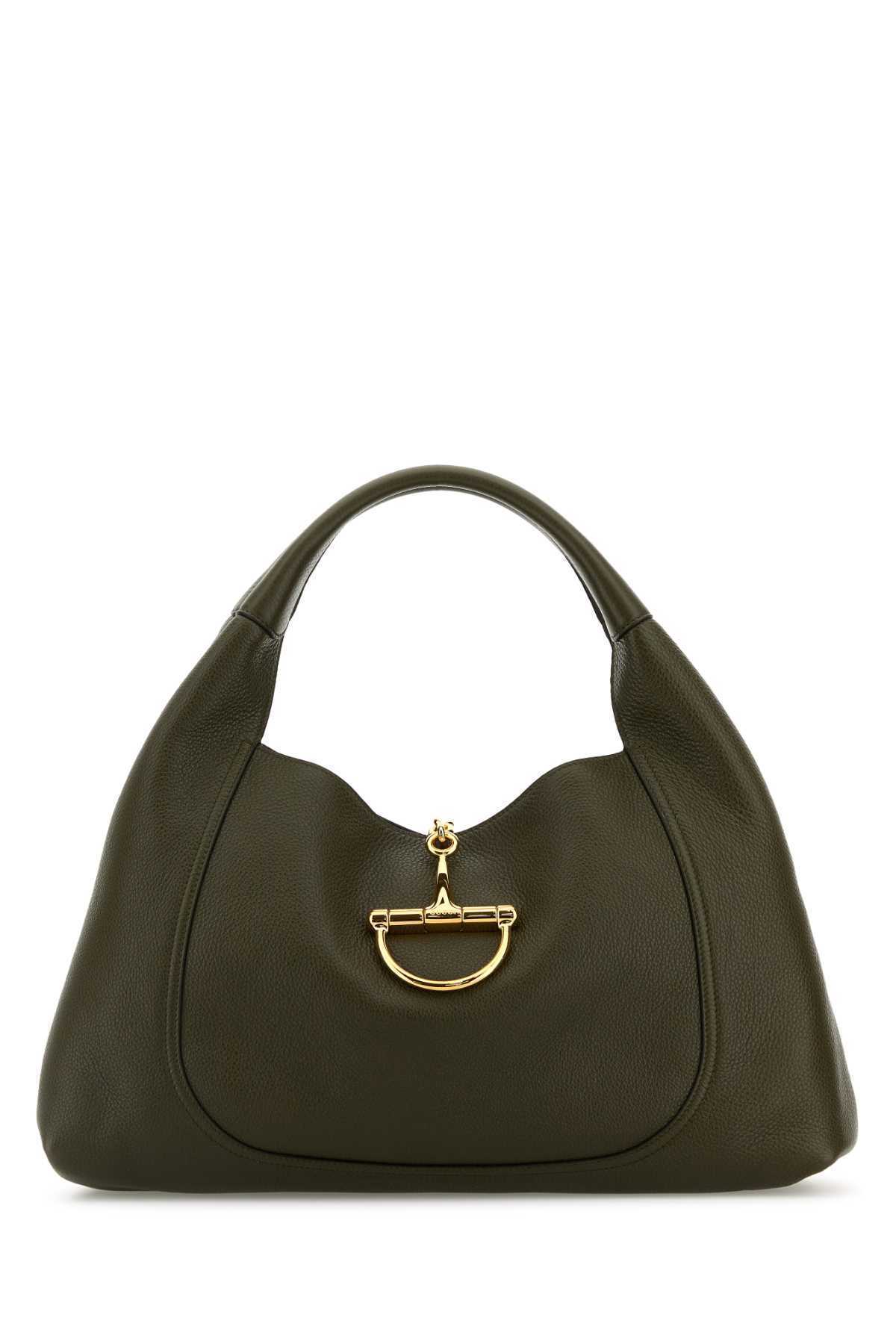 【関税&送料込】Gucci Olive Green Leather Large Gucci Softbi