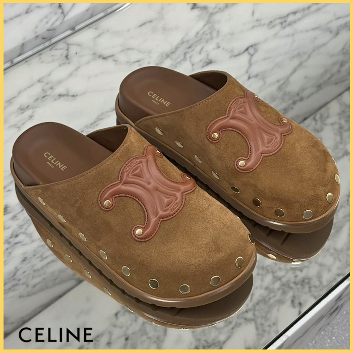 CELINE 25夏《ピテア クロッグ》スエードカーフスキン 直営店