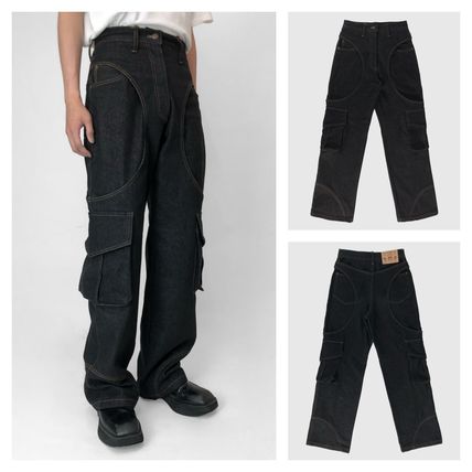 ★FULL OF SSUN★Circle Denim Cargo Pants★Denim★大人気★ FULL OF SSUN / CIRCLE DENIM CARGO PANTS / BLACK