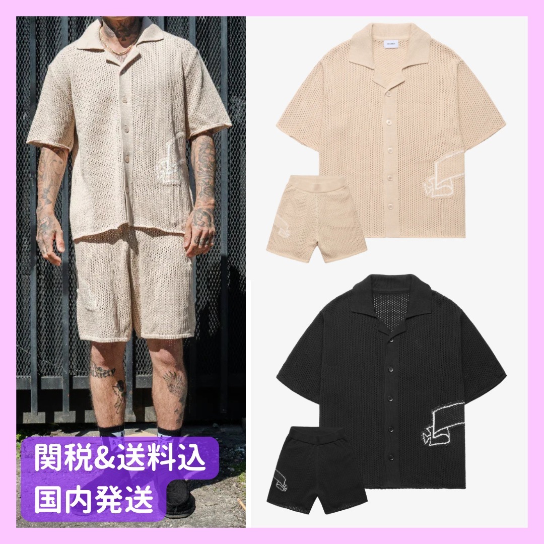 ASKYURSELF バンデッド クロシェ ニット セットアップ