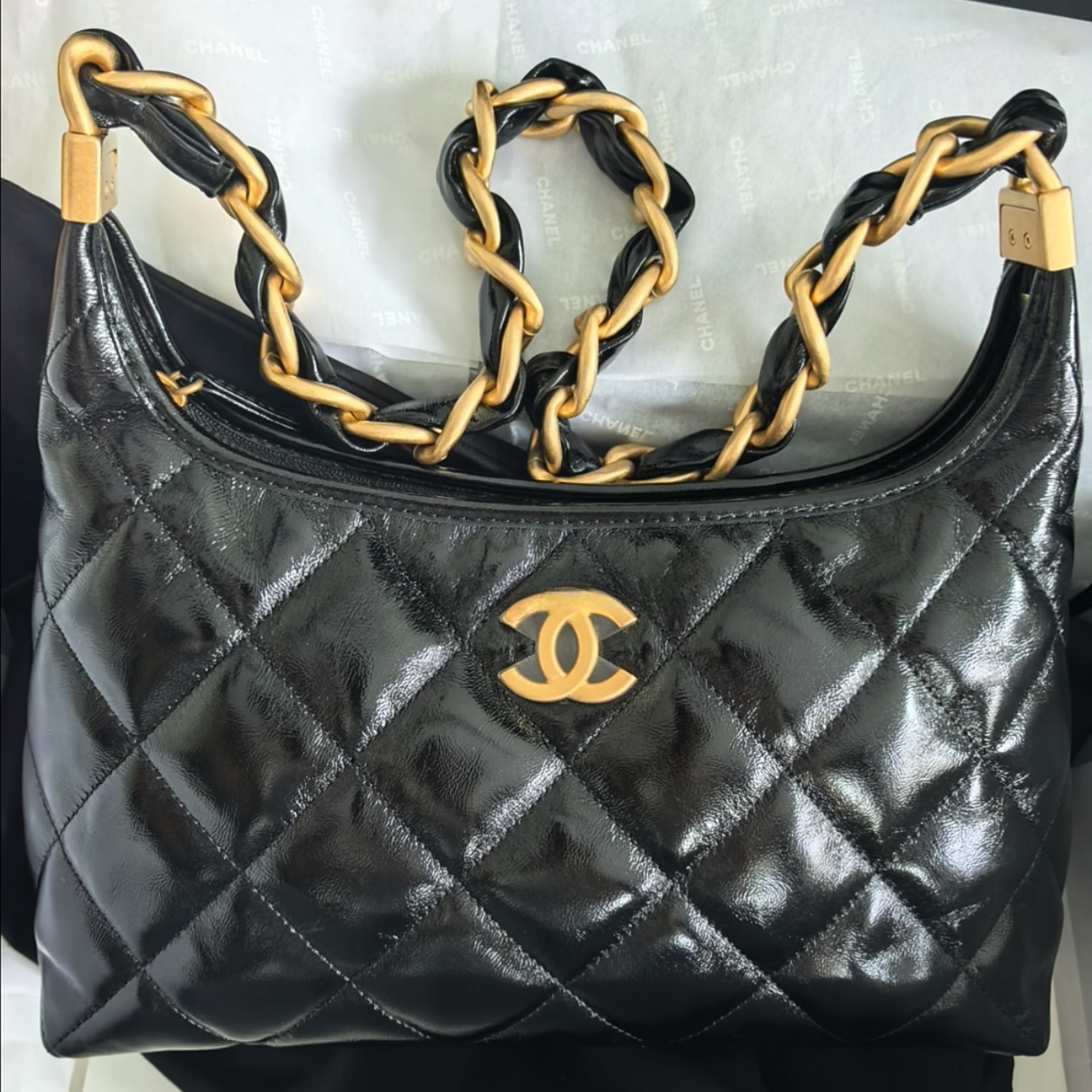 【CHANEL】ホーボー バッグ ショルダーバッグ ココマーク CCロゴ