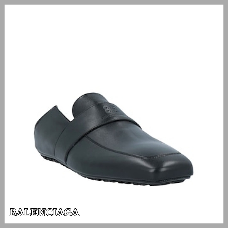 【BALENCIAGA】モカシン ロゴ レザー スクエアトゥ 関税・送料込