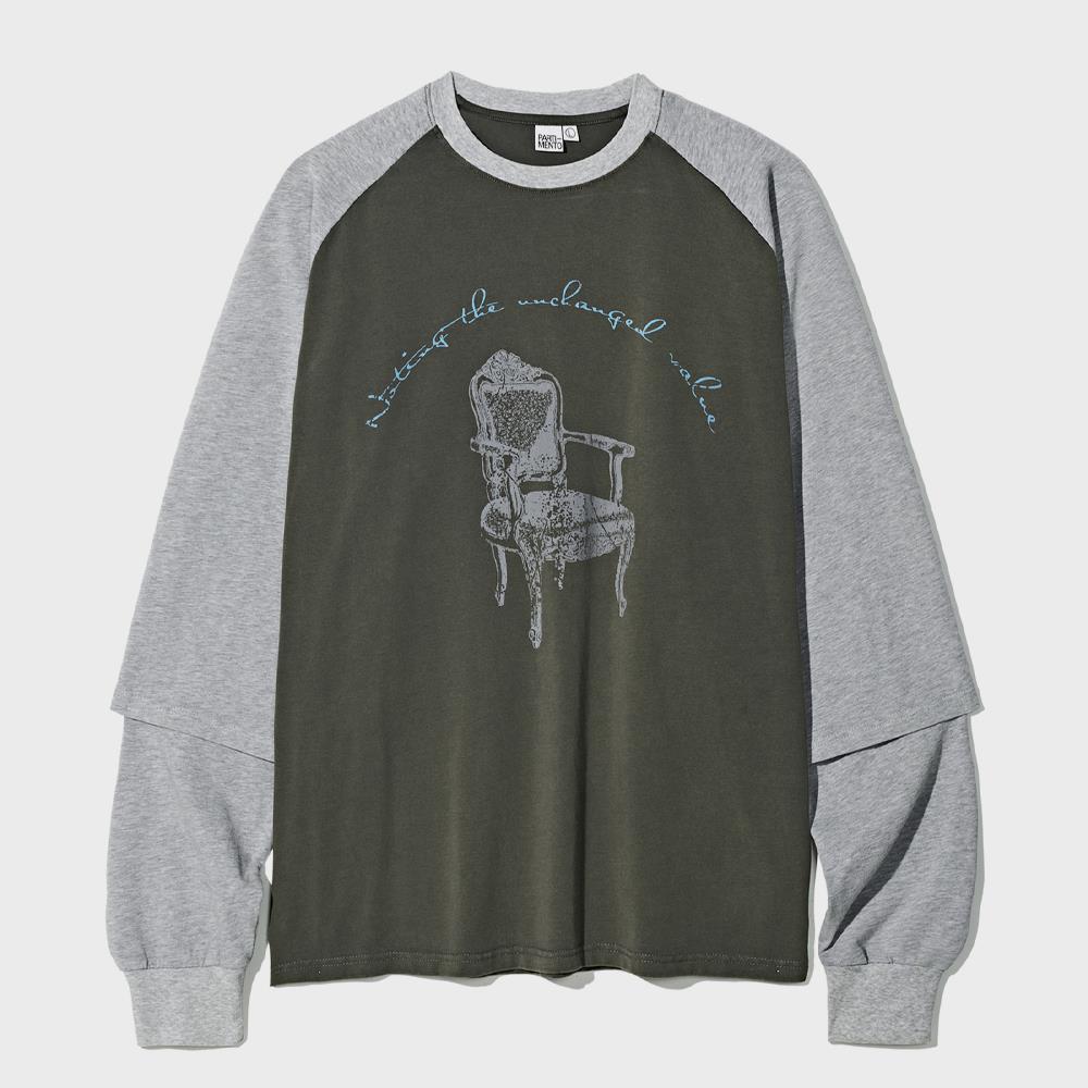 ★PARTIMENTO★ Antique Chair Layered Long Sleeve Charcoal