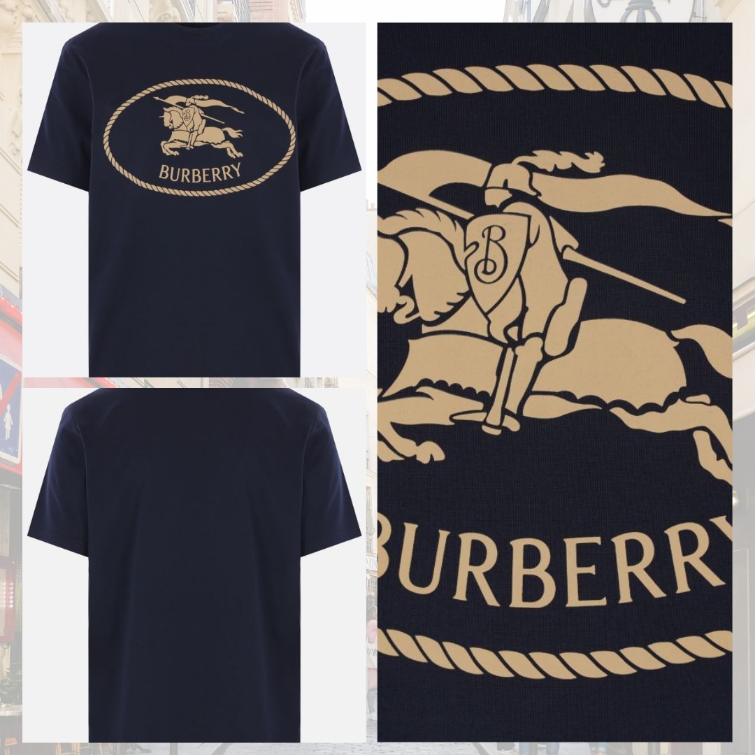 関税込 BURBERRY バーバリー チェックトリム コットンTシャツ