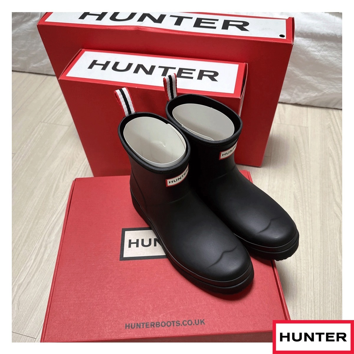 (W) Hunter Play Short Rain Boots Black ★