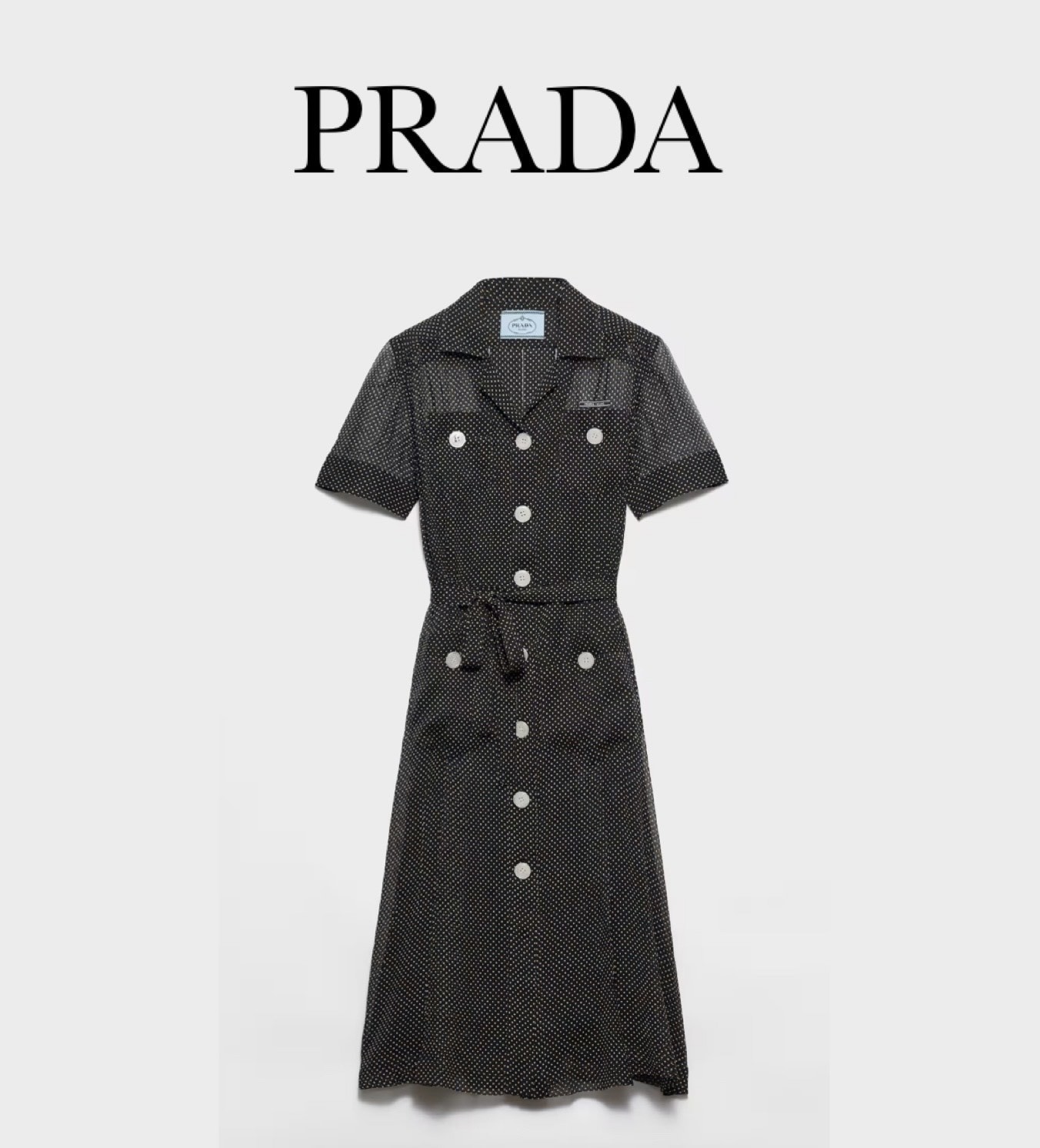 PRADA ポルカドット シルクシフォン シャツ ドレス ワンピース