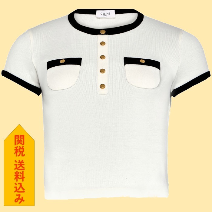 【CELINE 】 Cropped t-shirt in cotton jersey