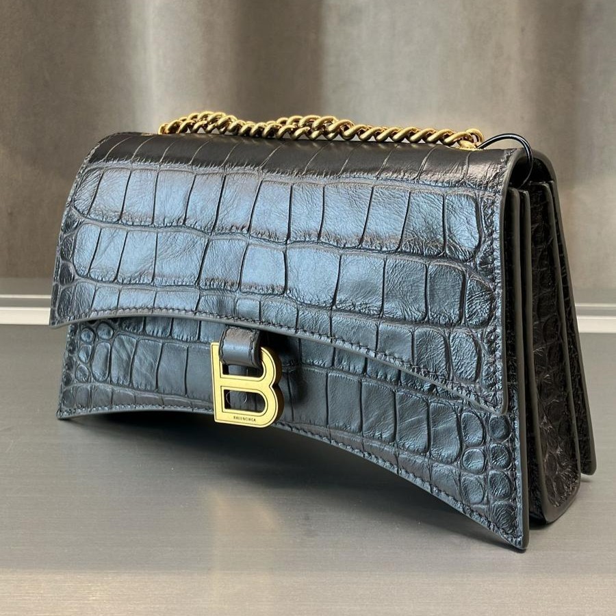 直営店☆BALENCIAGA☆ CRUSH CHAIN XS クロコ型押し ショルダー