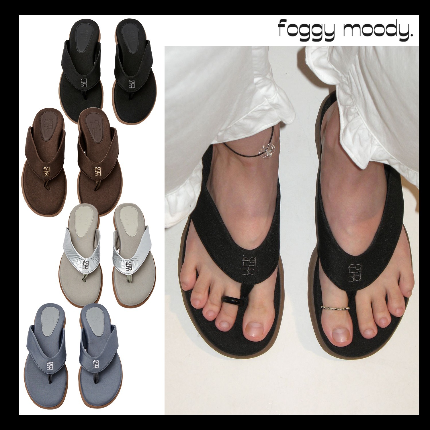 【FOGGY MOODY】Summer 0024. Rubber Sole Flip-flop