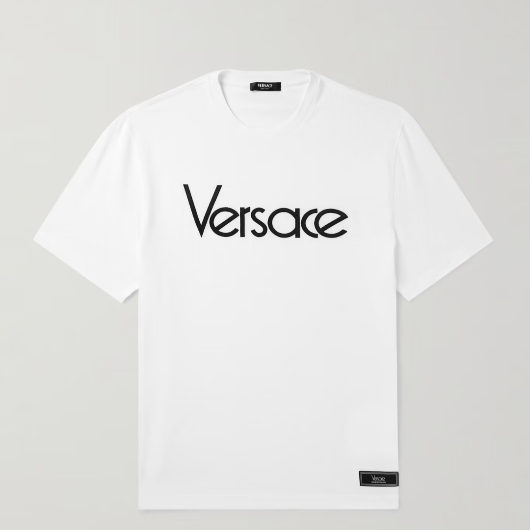 VERSACE ヴェルサーチ＊ロゴ刺繍コットンジャージーTシャツ