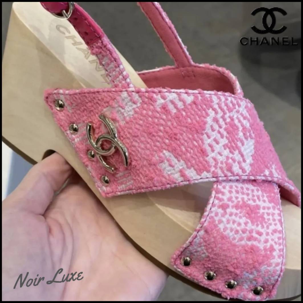 洗練♡可愛い【CHANEL】サンダル PINK ツイード