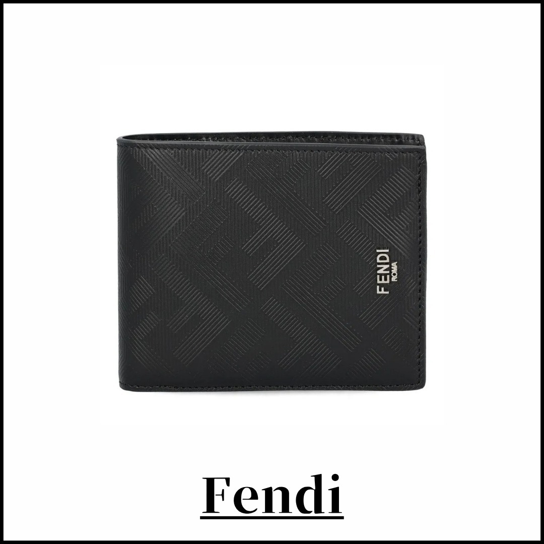 関税込【FENDI】シャドウ 二つ折り財布 ブラック