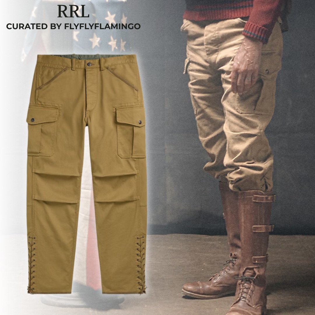 【RRL】メタルボタン マチ付きレースアップヘム カーゴパンツ