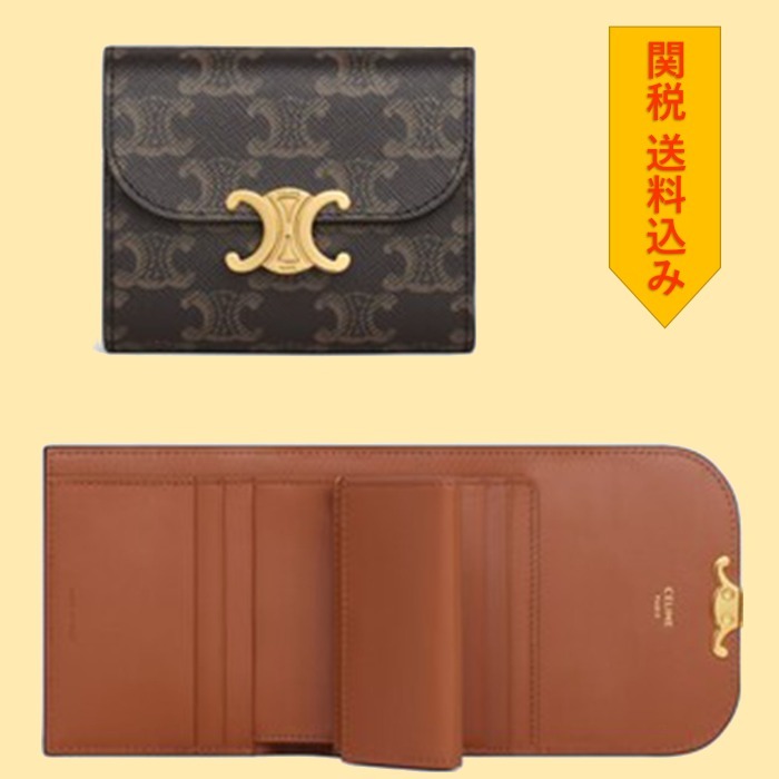 【CELINE 】 Small Triomphe wallet in Triomphe canvas