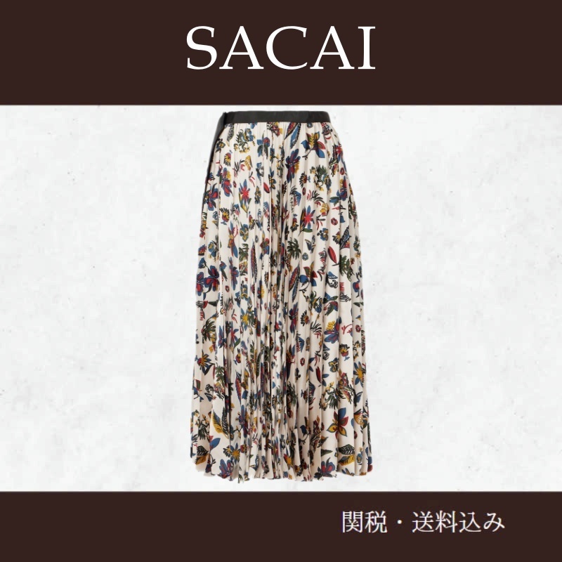 sacaiサカイ★プリントプリーツミディスカート
