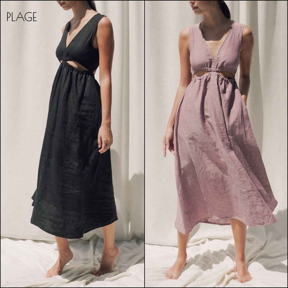 【PLAGE】 Linen Cutout Dress/リゾート ワンピース(2COLORS)