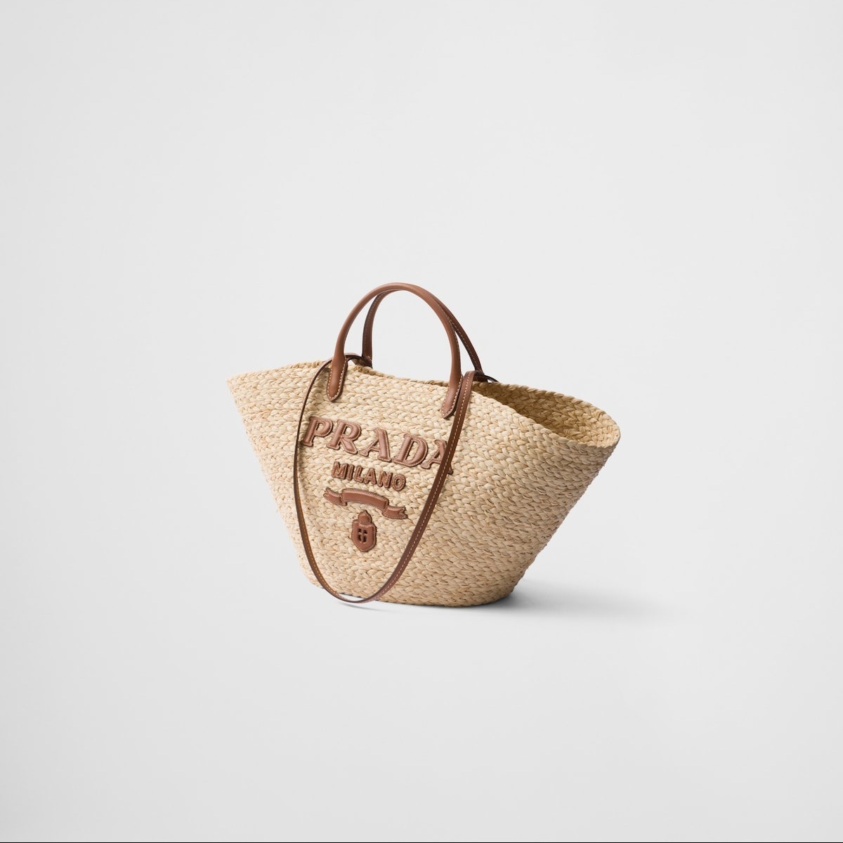 PRADA ラージ ラフィアxレザー トートバッグ ★関税込