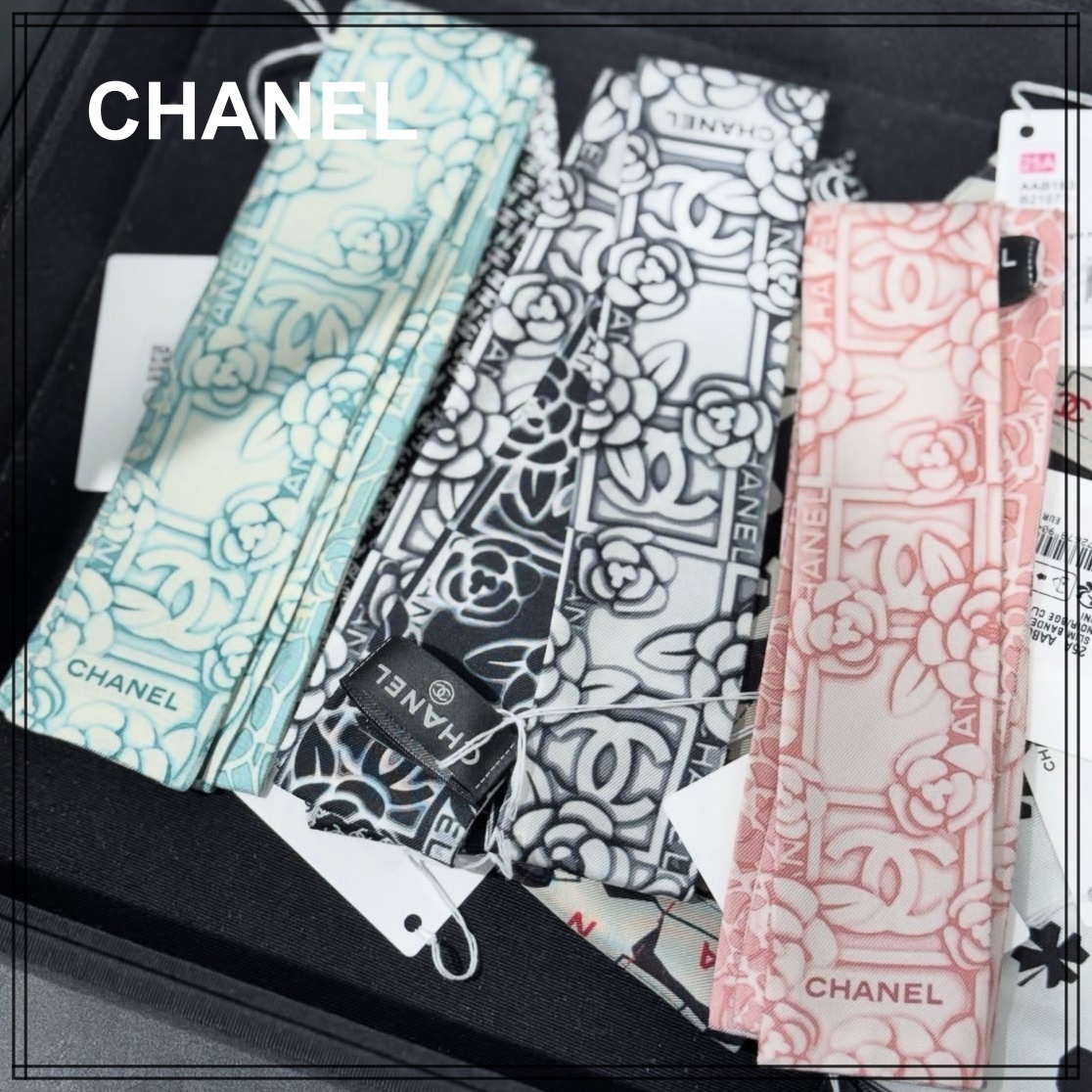 大人気【CHANEL】シルクツイル ツイリー  細スカーフ CCマーク