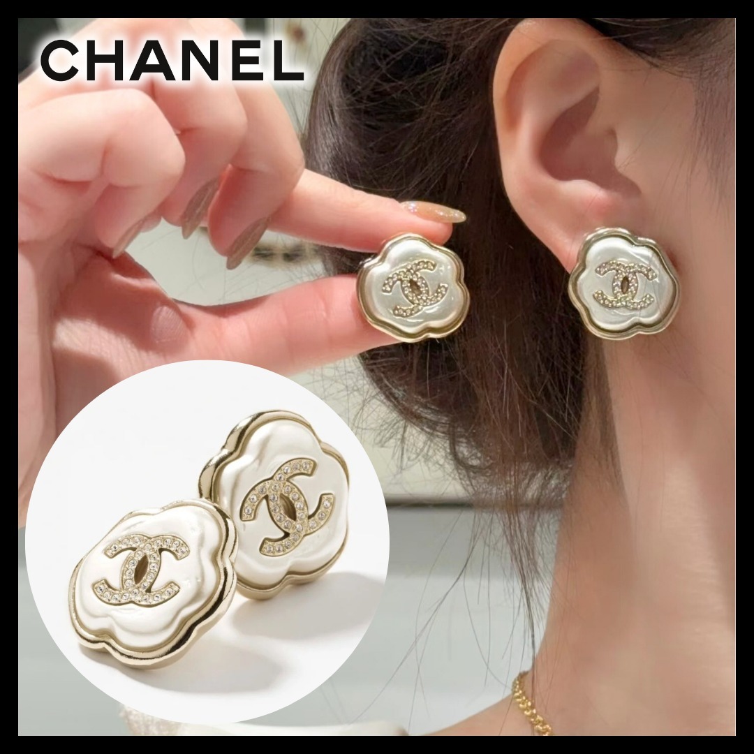【大人気◆パールの上品な輝き】CHANEL ピアス CCロゴ ホワイト