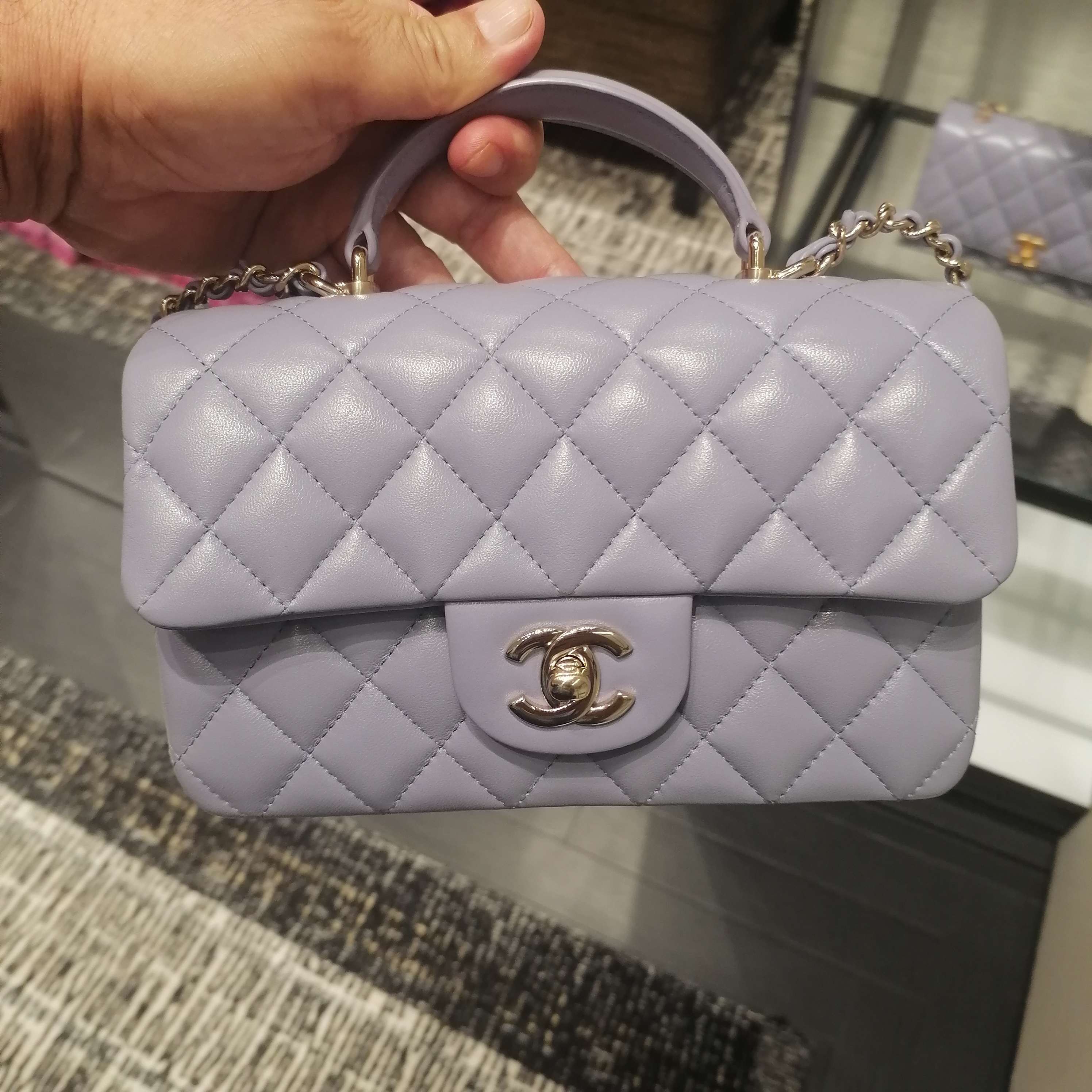 CHANEL シャネル トップハンドル ミニ フラップ バッグ パープル