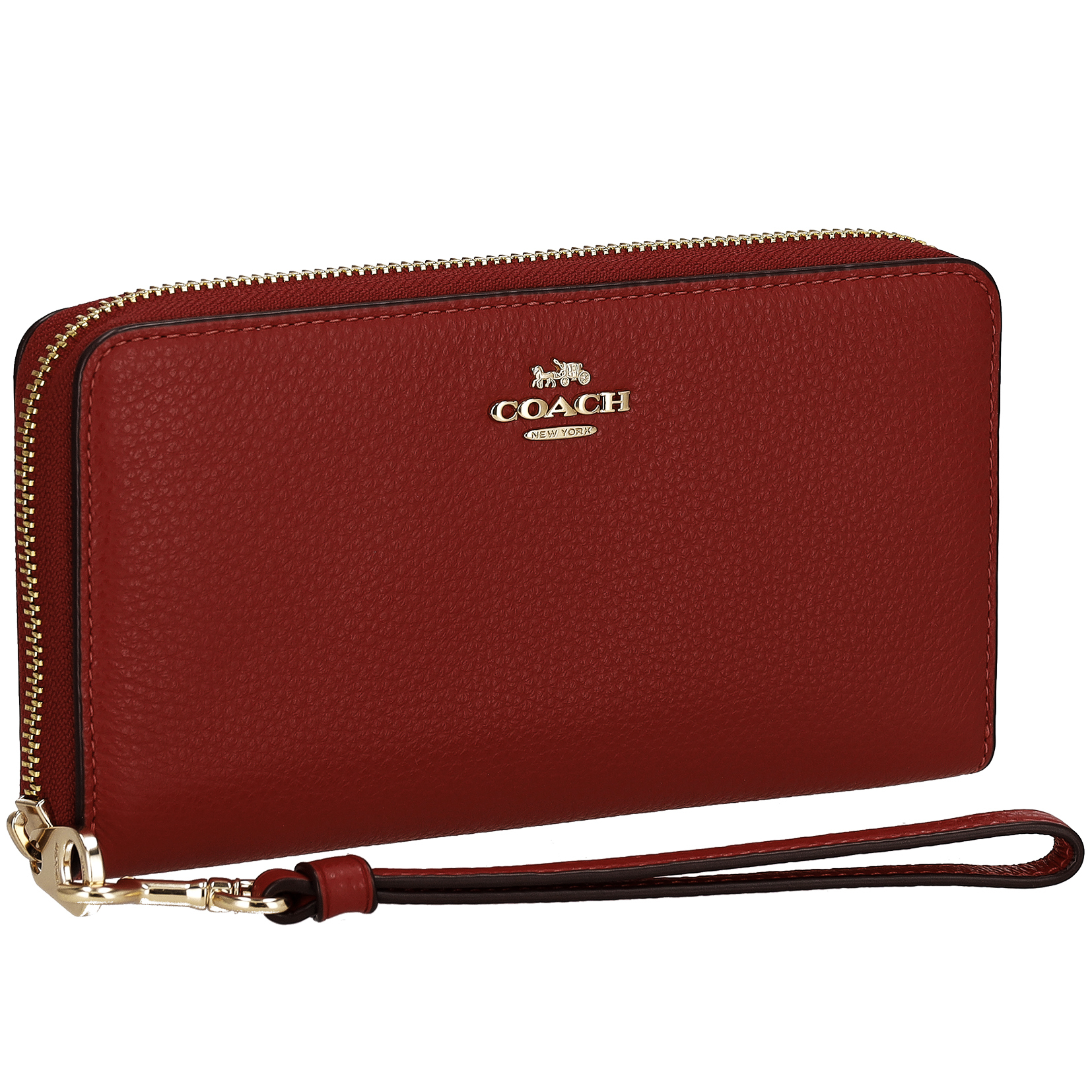 コーチ ラウンドファスナー 長財布 レッド レディース COACH