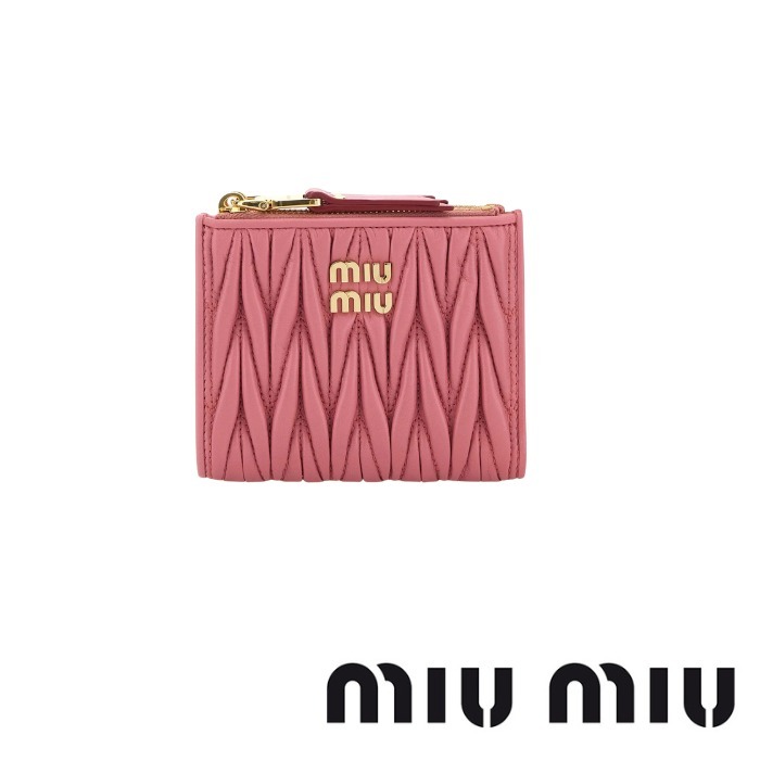 miumiu☆VIP価格 ロゴプレート ジップウォレット