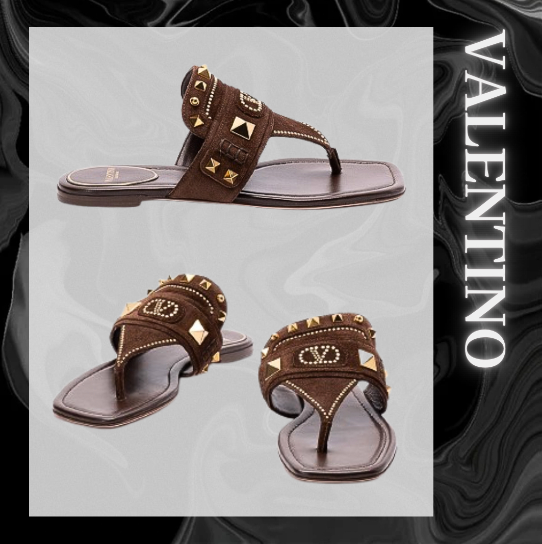 VALENTINO スエード ロゴ サンダル ブラウン
