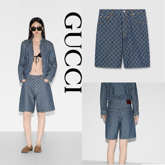新作【GUCCI】ローウエスト GGデニム ジャカード ショートパンツ