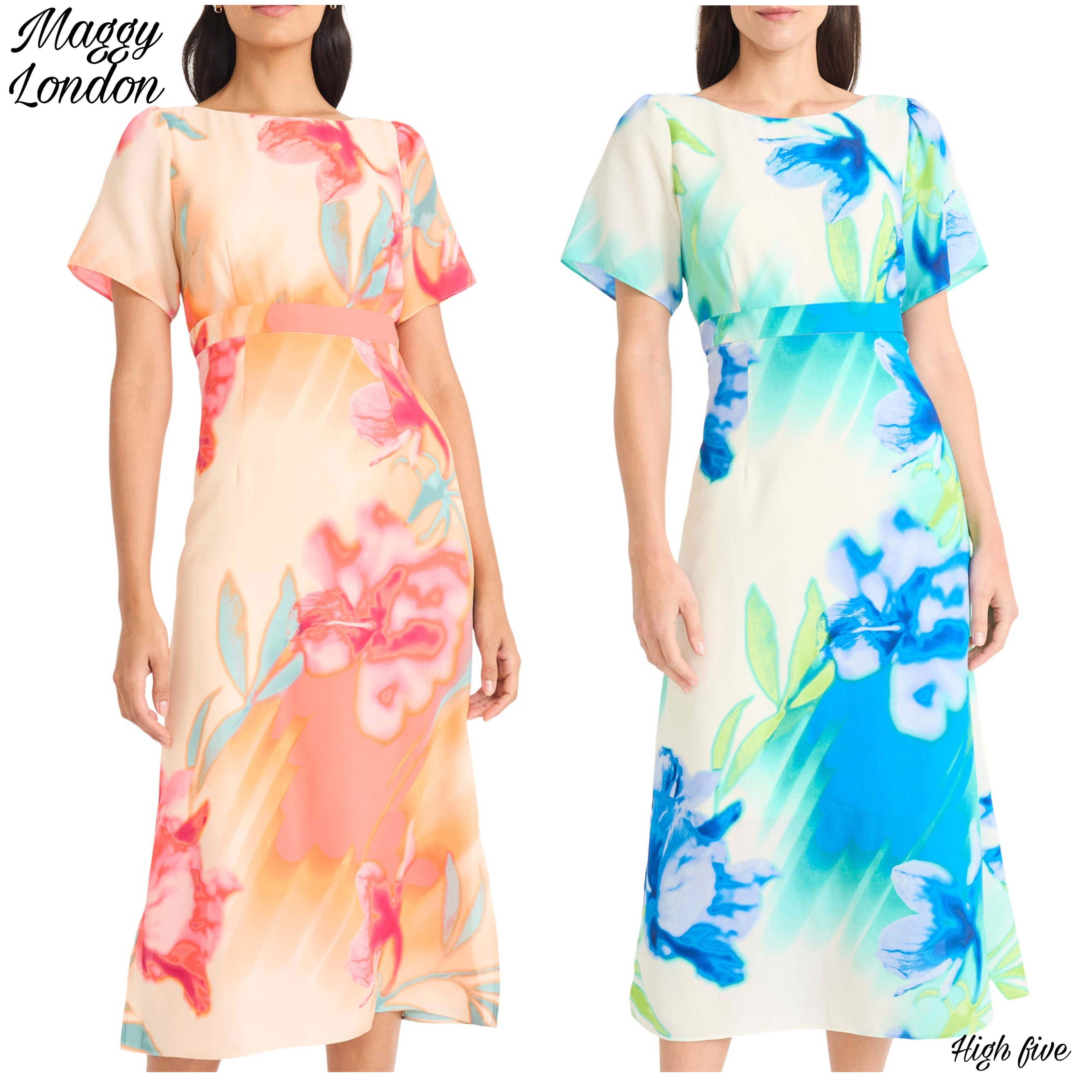 【SALE/国内発送】Maggy London 花柄 半袖 ミディドレス